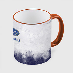 Кружка 3D Subaru Трещина, цвет: 3D-оранжевый кант