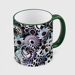 Кружка 3D Стимпанк шестеренки Steampunk, цвет: 3D-зеленый кант