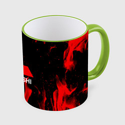 Кружка 3D Mitsubishi Red Fire, цвет: 3D-светло-зеленый кант