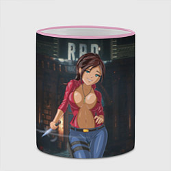 Кружка 3D Claire Redfield from Resident Evil 2 remake by sex, цвет: 3D-розовый кант — фото 2