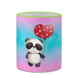 Кружка 3D Маленькая панда с сердечком, цвет: 3D-светло-зеленый кант — фото 2