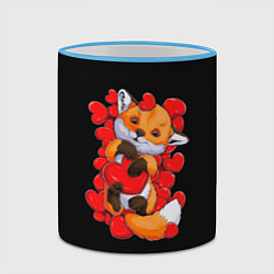 Кружка 3D Лиса Символ любви, цвет: 3D-небесно-голубой кант — фото 2