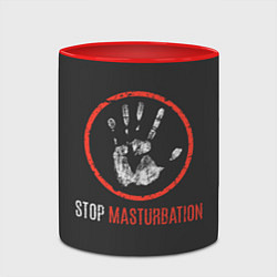 Кружка 3D STOP MASTURBATION, цвет: 3D-белый + красный — фото 2