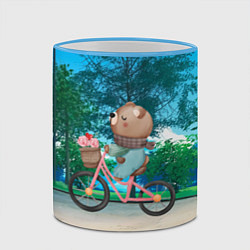 Кружка 3D Медведь на велосипеде, цвет: 3D-небесно-голубой кант — фото 2