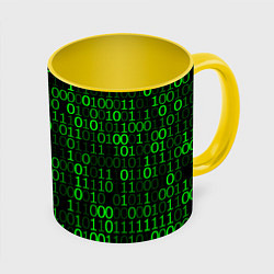 Кружка 3D Бинарный Код Binary Code, цвет: 3D-белый + желтый