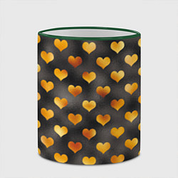 Кружка 3D Сердечки Gold and Black, цвет: 3D-зеленый кант — фото 2