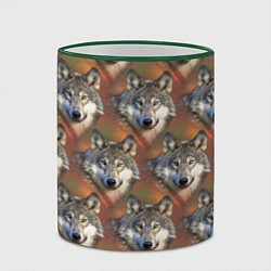 Кружка 3D Волки Wolfs паттерн, цвет: 3D-зеленый кант — фото 2