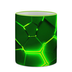 Кружка 3D 3D ПЛИТЫ НЕОН NEON GREEN HEXAGON РАЗЛОМ, цвет: 3D-светло-зеленый кант — фото 2