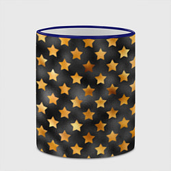 Кружка 3D Золотые звезды на черном, цвет: 3D-синий кант — фото 2