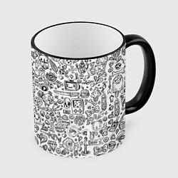 Кружка 3D Рисованные черепа и животные, цвет: 3D-черный кант