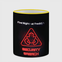 Кружка 3D Five Nights at Freddys: Security Breach logo, цвет: 3D-желтый кант — фото 2