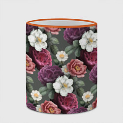 Кружка 3D Bouquet of flowers pattern, цвет: 3D-оранжевый кант — фото 2