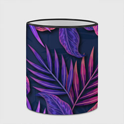 Кружка 3D Neon Tropical plants pattern, цвет: 3D-черный кант — фото 2