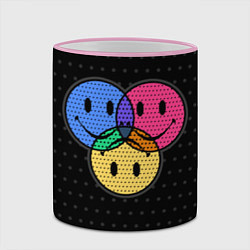 Кружка 3D Three emoticons три смайлика, цвет: 3D-розовый кант — фото 2