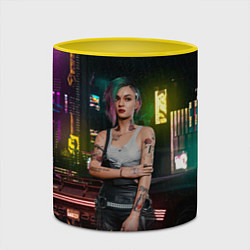 Кружка 3D Judy cyberpunk2077, цвет: 3D-белый + желтый — фото 2