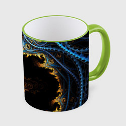 Кружка 3D Огненные фракталы 3d, цвет: 3D-светло-зеленый кант