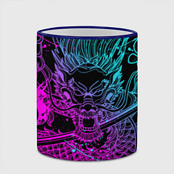 Кружка 3D НЕОНОВЫЕ ДРАКОНЫ NEON DRAGON БРЫЗГИ КРАСОК, цвет: 3D-синий кант — фото 2