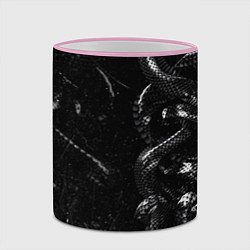 Кружка 3D Змеиный Паттерн Snake Black, цвет: 3D-розовый кант — фото 2