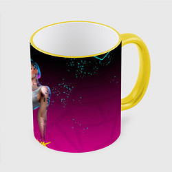 Кружка 3D Judy Cyberpunk2077, цвет: 3D-желтый кант