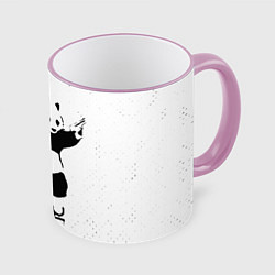 Кружка 3D БЭНКСИ - ПАНДА Потертости, цвет: 3D-розовый кант