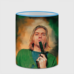 Кружка 3D Nirvana - Kurt Cobain with a gun, цвет: 3D-небесно-голубой кант — фото 2