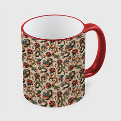 Кружка 3D ДРАКОН И РОЗА, цвет: 3D-красный кант