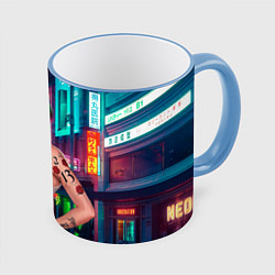Кружка 3D Judy Cyberpunk2077 Киберпанк, цвет: 3D-небесно-голубой кант