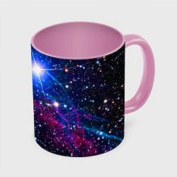 Кружка 3D Открытый космос Star Neon, цвет: 3D-белый + розовый