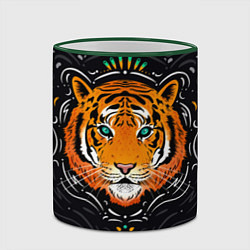 Кружка 3D Взгляд Тигра Eye of Tiger, цвет: 3D-зеленый кант — фото 2