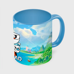 Кружка 3D Cuphead сердитая чашечка, цвет: 3D-белый + небесно-голубой