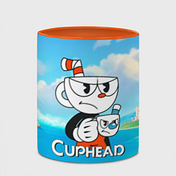 Кружка 3D Cuphead сердитая чашечка, цвет: 3D-белый + оранжевый — фото 2