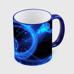 Кружка 3D Неоновый космос Neon space, цвет: 3D-синий кант