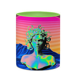 Кружка 3D Gorgon Medusa Vaporwave Neon Mountains, цвет: 3D-белый + светло-зеленый — фото 2