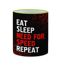 Кружка 3D Eat Sleep Need for Speed Repeat - Спрей, цвет: 3D-светло-зеленый кант — фото 2