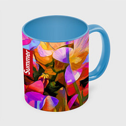 Кружка 3D Красочный летний цветочный паттерн Summer color pa, цвет: 3D-белый + небесно-голубой