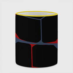 Кружка 3D Геометрические линии сине-красные, цвет: 3D-желтый кант — фото 2