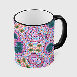 Кружка 3D ЦВЕТНОЙ УЗОР КАЛЕЙДОСКОПА, цвет: 3D-черный кант