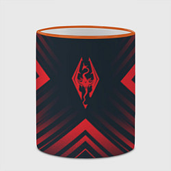 Кружка 3D Красный Символ Skyrim на темном фоне со стрелками, цвет: 3D-оранжевый кант — фото 2