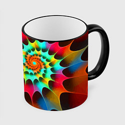 Кружка 3D Красочная неоновая спираль Colorful neon spiral, цвет: 3D-черный кант