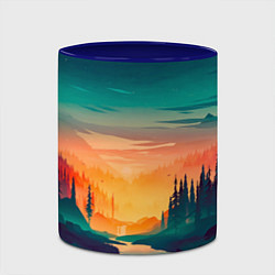 Кружка 3D Лес на закате природа, цвет: 3D-белый + синий — фото 2