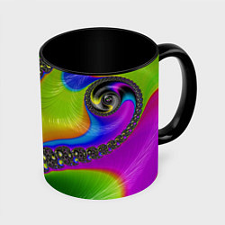 Кружка 3D Кислотный фрактал Абстракция, цвет: 3D-белый + черный