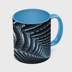 Кружка 3D Фрактальный абстрактный паттерн Броня Fractal Abst, цвет: 3D-белый + небесно-голубой