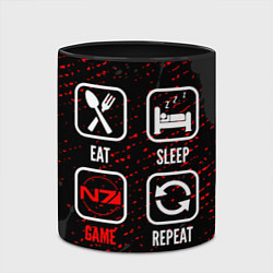 Кружка 3D Eat, Sleep, Mass Effect, Repeat, цвет: 3D-белый + черный — фото 2