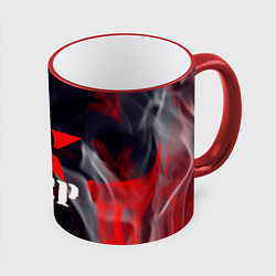 Кружка 3D Ссср - серп и молот - звезда - пламя, цвет: 3D-красный кант