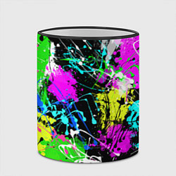 Кружка 3D Разноцветные пятна краски на черном фоне, цвет: 3D-черный кант — фото 2