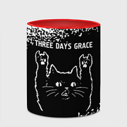 Кружка 3D Группа Three Days Grace и Рок Кот, цвет: 3D-белый + красный — фото 2