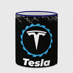 Кружка 3D Tesla в стиле Top Gear со следами шин на фоне, цвет: 3D-синий кант — фото 2