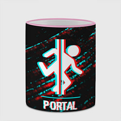 Кружка 3D Portal в стиле Glitch Баги Графики на темном фоне, цвет: 3D-розовый кант — фото 2