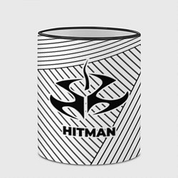 Кружка 3D Символ Hitman на светлом фоне с полосами, цвет: 3D-черный кант — фото 2