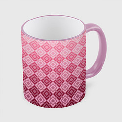 Кружка 3D Розовый геометрический градиентный узор, цвет: 3D-розовый кант